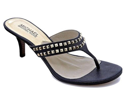 MICHAEL Michael Kors Alexi Mid Heel Studded Thong Sandal Shoe Slides 3 Color-SZ