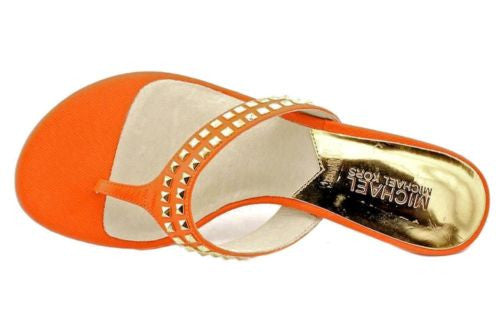 MICHAEL Michael Kors Alexi Mid Heel Studded Thong Sandal Shoe Slides 3 Color-SZ