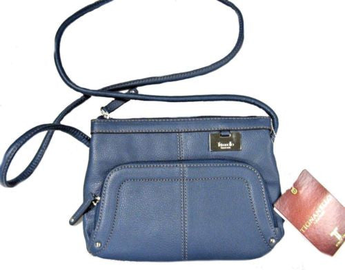 Tignanello X-Bodies E/W X-Body Organizer Leather Crossbody Messenger Bag Indigo