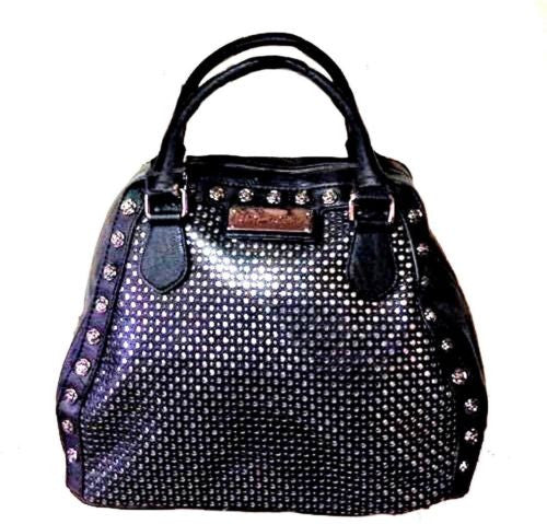 Betsey Johnson Tuxedo Park Mini Dome Satchel Perforated Tote Bag Black or Bone