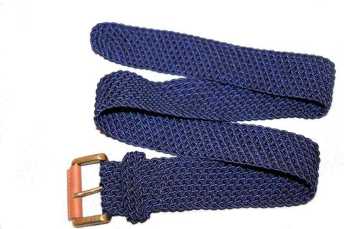 Lauren Ralph Lauren 2" Cotton Cord Womens Belt with Leather Tabs Navy Blue Small