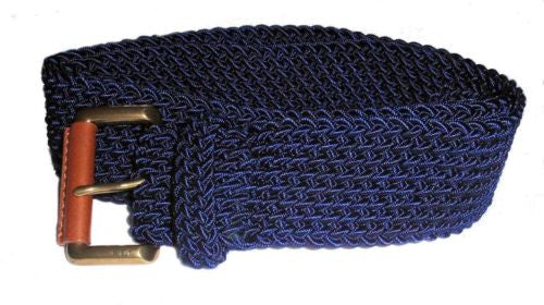 Lauren Ralph Lauren 2" Cotton Cord Womens Belt with Leather Tabs Navy Blue Small