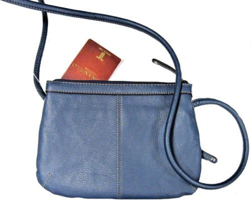 Tignanello X-Bodies E/W X-Body Organizer Leather Crossbody Messenger Bag Indigo