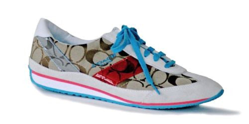 COACH MAE 12C Signature Fashion Sneaker Canvas Leather A1694 Khaki Hibiscus 7-10