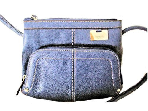 Tignanello X-Bodies E/W X-Body Organizer Leather Crossbody Messenger Bag Indigo