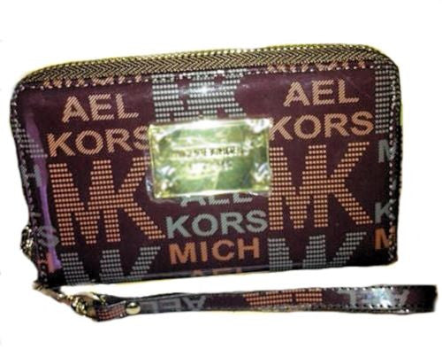 Michael Kors Saffiano Zip Around Wristlet Wallet iPhone Mirror Monogram Case NWT