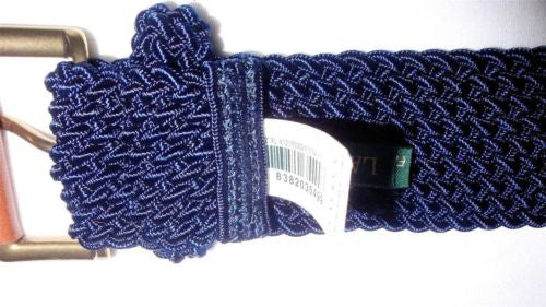 Lauren Ralph Lauren 2" Cotton Cord Womens Belt with Leather Tabs Navy Blue Small