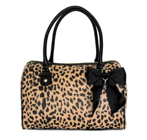 Betsey Johnson Printed PVC Speedy Satchel Cheetah Animal Print Tote Bag BB15240