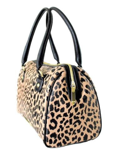 Betsey Johnson Printed PVC Speedy Satchel Cheetah Animal Print Tote Bag BB15240