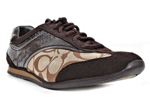 Coach Kodie Signature Sneaker A1390 Canvas/Patent Khaki/Brown Black NIB 6 - 8.5