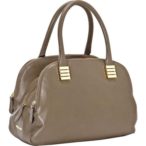 Claudia Ciuti Stella Leather Satchel Triple Zip Tote Porcini Bag 13x9x6" NWT