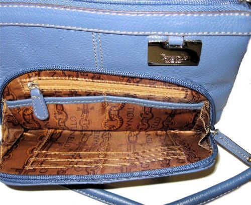 Tignanello X-Bodies E/W X-Body Organizer Leather Crossbody Messenger Bag Indigo