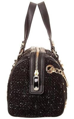 Juicy Couture Mar Vista Sparkle Tweed Mini Steffy CrossBody Bowler Bag Black NWT