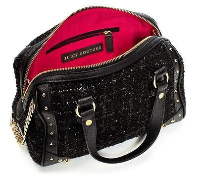 Juicy Couture Mar Vista Sparkle Tweed Mini Steffy CrossBody Bowler Bag Black NWT