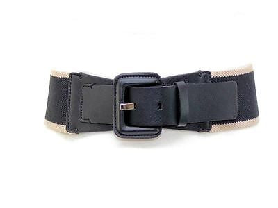 Calvin Klein Leather Stretch Fabric Womens 2.5" Belt Black/Natural 655234 M/L