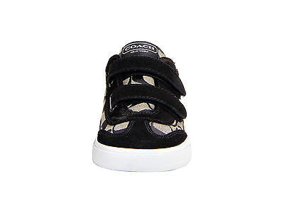 COACH PRIYA Womens 12CM Signature Denim Pigment Suede Fashion Sneakers Blk/Wht