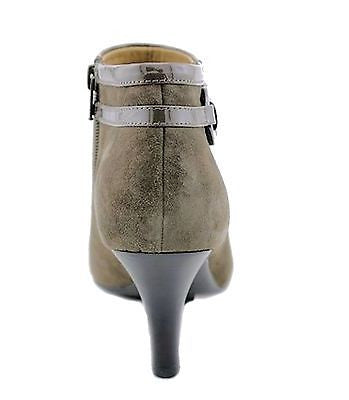 Sofft Belvedere Womens Ankle Boot Bootie Suede Leather Patent Mid Heel Taupe 6