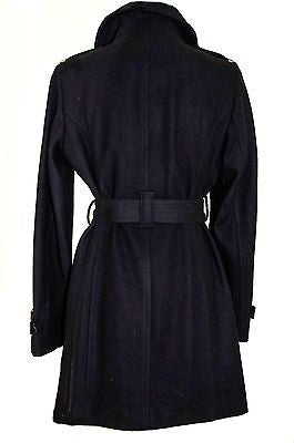 MICHAEL KORS Cassandra Trench Womens Asymmetrical Wool Blend Coat Black 12R NEW