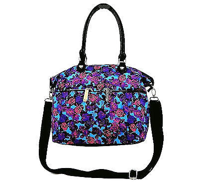 Betsey Johnson 2 Zip Tote Midnight Express Blue Satchel Shoulder Bag 12x12x6 NWT