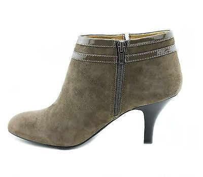 Sofft Belvedere Womens Ankle Boot Bootie Suede Leather Patent Mid Heel Taupe 6