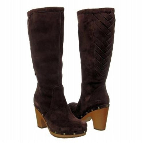 UGG Australia Rumer Suede Mid High Chocolate Lattice Weave Stud Boots ON SALE
